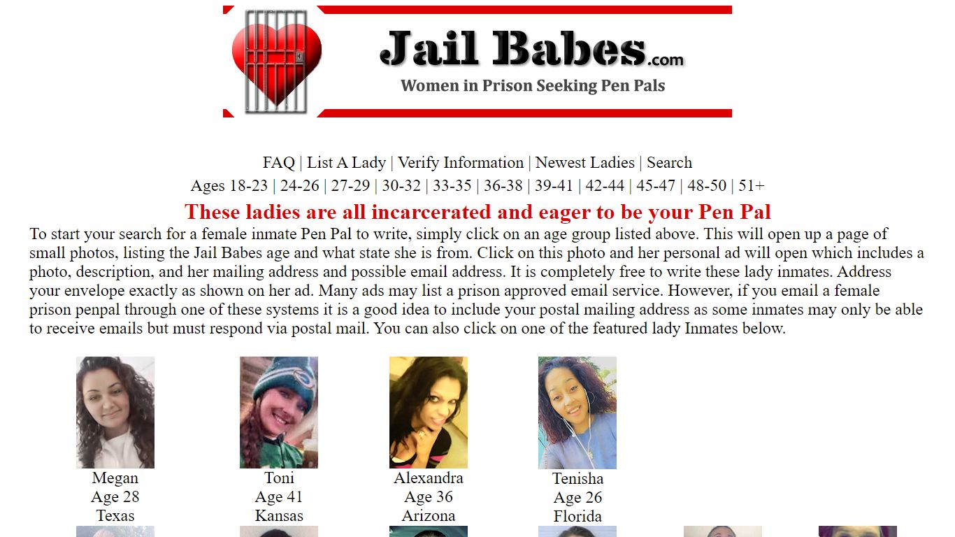 Female Inmates Desire Pen Pals - Jail Babes.com